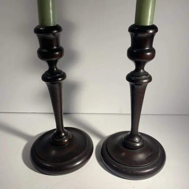 Antique 1800s Candlestick Candle Holders Pair 2~ Rustic Country Hand Turned Wood