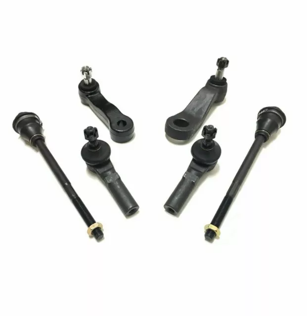 6 Pc Kit Inner & Outer Tie Rods and Pitman & Idler Arm for Chevrolet GMC Hummer
