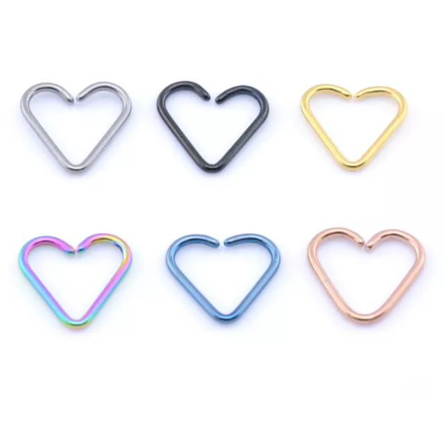 Daith Heart Shaped Rook Titanium Ring Hoop Piercing ANODIZED- Choose Your Colour