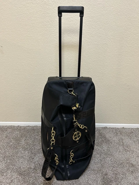 IMAN BLACK AND Gold Roller Travel Duffle Bag Luggage