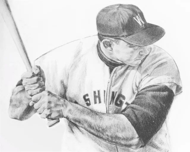 Litho Style Portrait Roy Sievers Pencil Art Print Washington Senators Browns Sox
