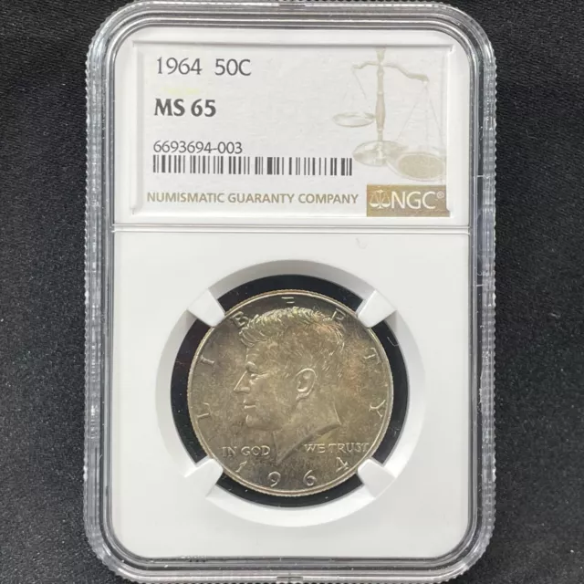 1964 50c Kennedy Half Dollar Philadelphia Gem Toned Uncirculated NGC MS65