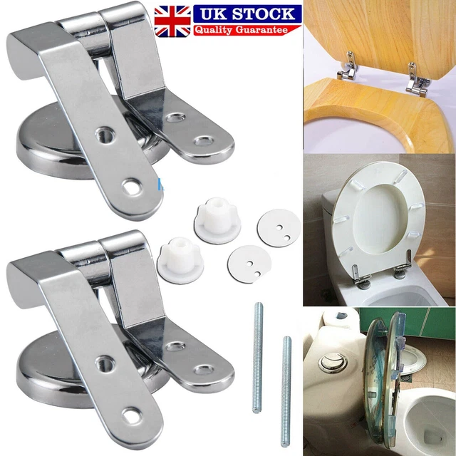 TOILET SEAT HINGES Set Pair With Fittings Replacement Chrome Universal