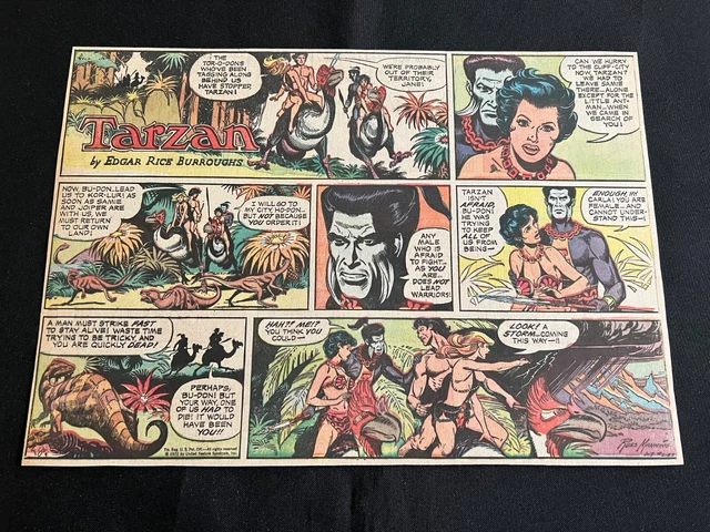 #H08 TARZAN by Russ Manning Lot of 25 Sunday Half Page Comic Strips 1973 ERB