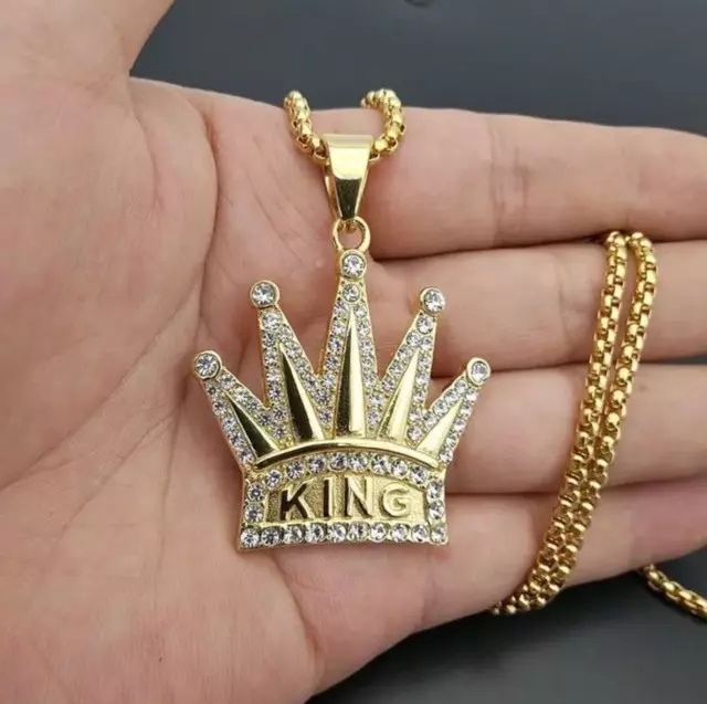 Königs Anhänger Kingkette Halskette Schmuck Gold Panzerkette Herren Rap HipHop