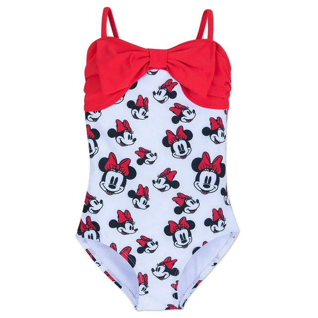 NWT Disney Store Minnie Mouse Swimsuit Girls 1 pc UPF 50+ Minnie Mouse Allover