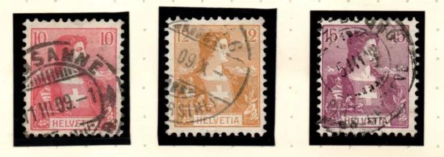 Schweiz Briefmarken Satz Mi. 98-100 Helvetia 1907 gestempelt (CH14)