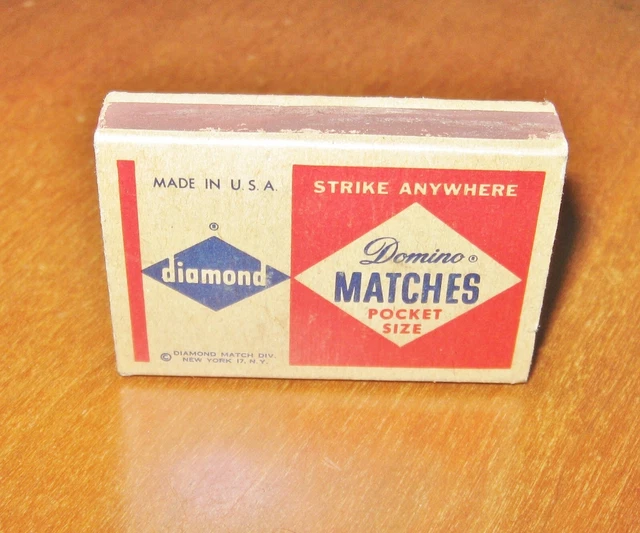 Vintage Matchbox Domino Matches Pocket Size Diamond Match Div New York Made USA