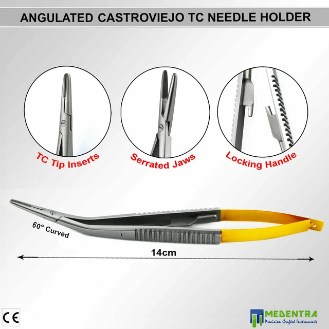 New Castroviejo Micro Holders Forceps Pliers TC Porta Aghi