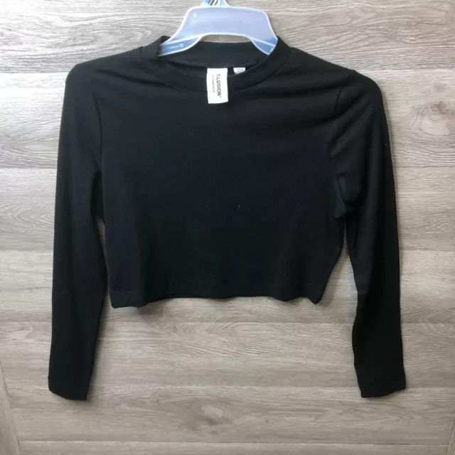 Collusion Womens Size 14 Sweater Black Crop Top Ribbed NEW