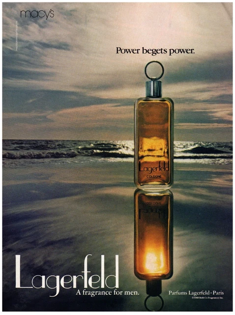 Lagerfeld Cologne For Men Power Begets Power Vintage Print Ad 8x11" 1989