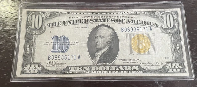1934 $10 Ten Dollar North Africa Note Silver Certificate