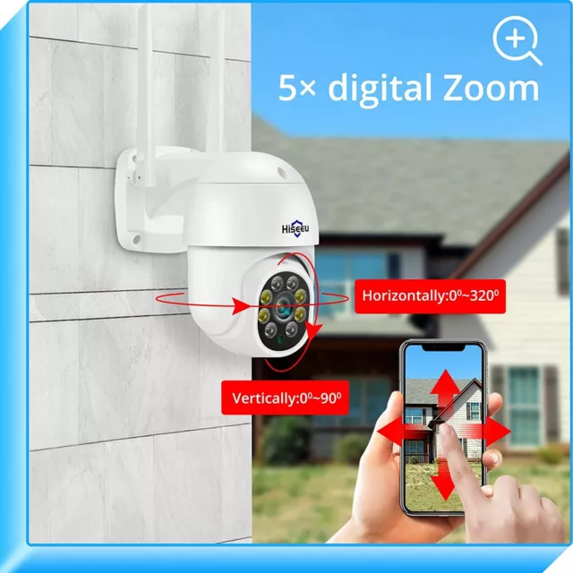 Hiseeu WiFi Full Color PTZ Wireless Security Camera System CCTV Two Way Audio