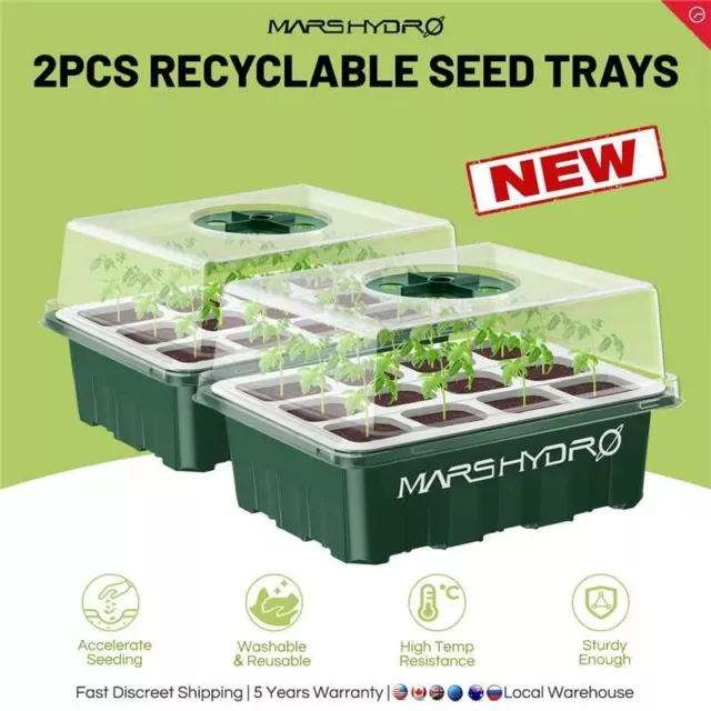 2 Packs 24 Holes Mars Hydro Seed Starting Trays Seed Starter Kit Germination Kit