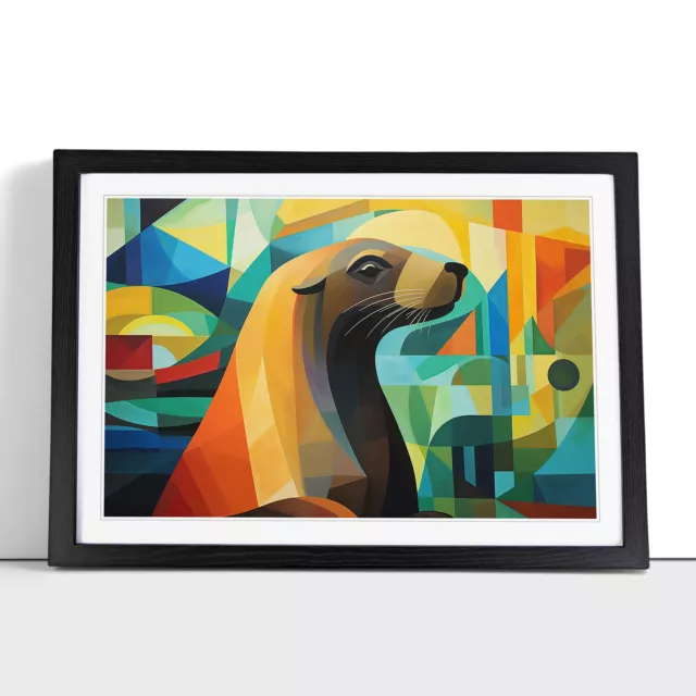 Sea Lion Abstract Framed Wall Art Poster Canvas Print Picture Home Painting