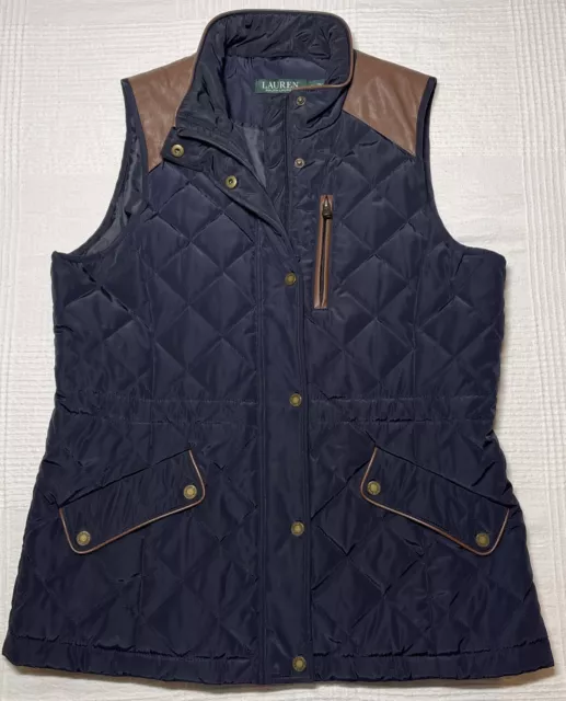 Ralph Lauren Women’s Equestrian Vest Down Puffer Quilted Navy Blue Size M