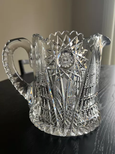 RARE pattern signed Libbey Crystal Cut Glass Pitcher VINTAGE 1905 RKARKA7