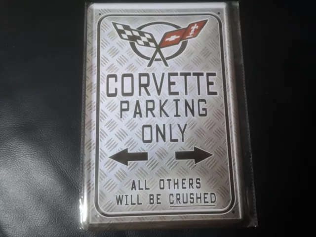 Blechschild Schild 20x30 Chevrolet CORVETTE PARKING ONLY Bild Deko Garage Parken