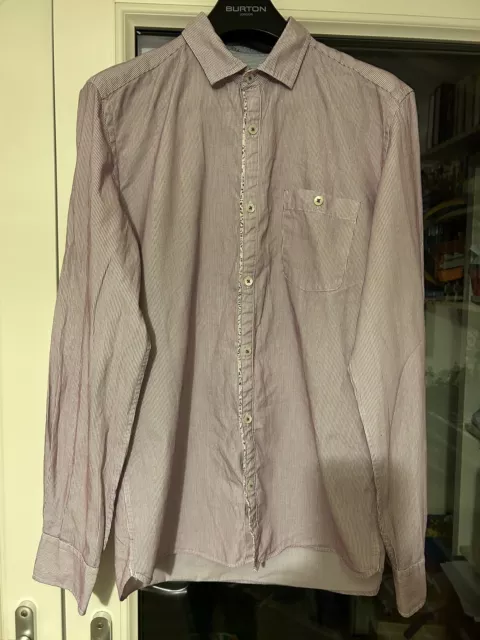 CAMICIA TED BAKER UOMO TAGLIA MEDIA 3 manica lunga abbottonata viola a righe floreali