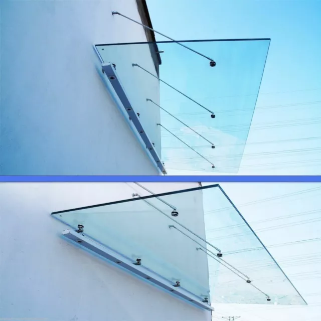 Glasvordach Edelstahl 200 | 250 |300 cm Türvordach Haustür VSG 17,5mm klar Glas