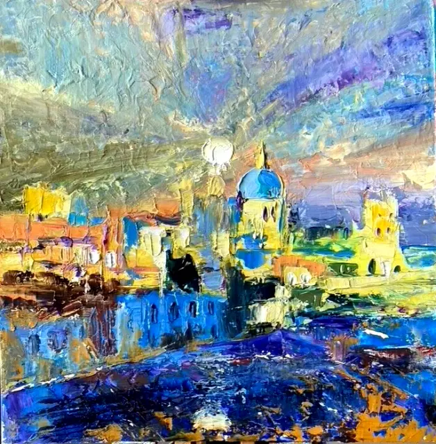 ORIGINAL Oil Painting Italy ORIGINAL Art Rome Seascape Impasto Texture Signed