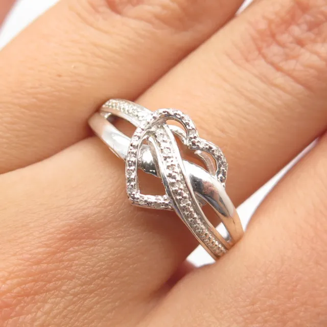 925 Sterling Silver Jane Seymour Real Diamond Accent Heart Infinity Ring Size 7