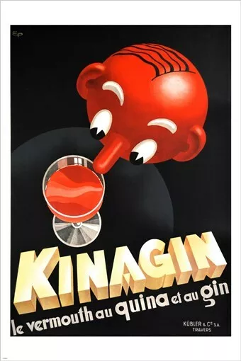 vintage vermouth liquor FRENCH AD POSTER kinagin COLLECTORS rare hot 20x30