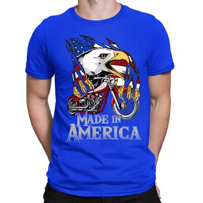 MADE In America T-shirt uomo | DTG Stampato-USA Eagle Bici Moto American