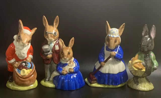 Beatrix Potter Royal Doulton Bunnykins Figurines Family Photograph + 1 Beswick
