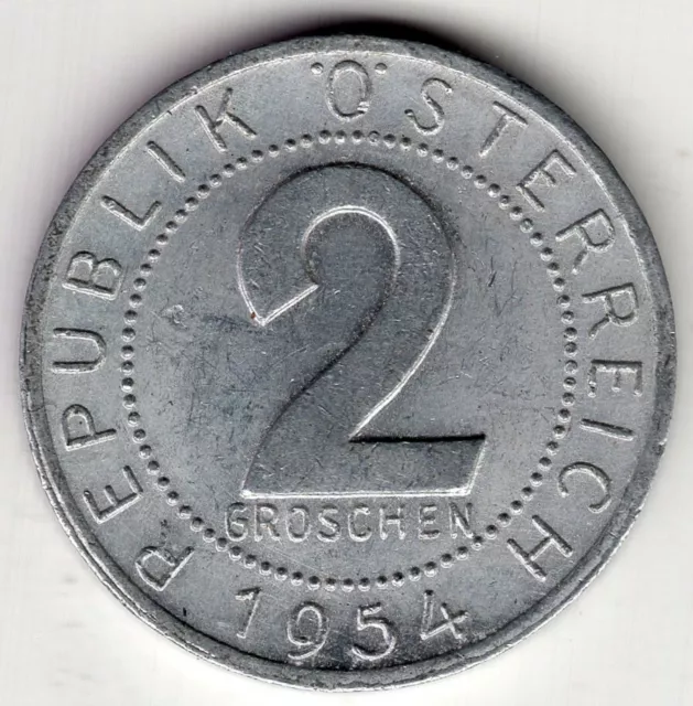 1954 Austria 2 Groschen  World Coin Nice!