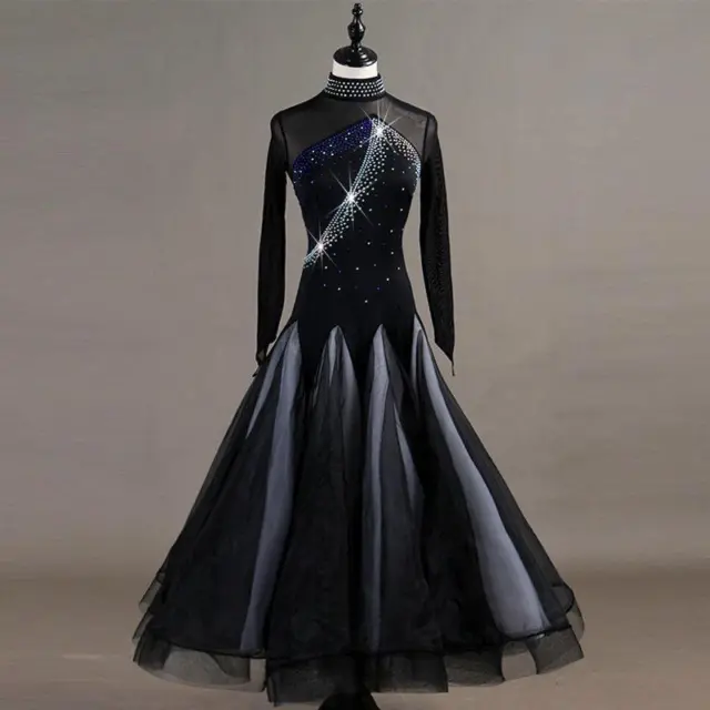 Ladies Latin Ballroom Dance Dress Modern Salsa Waltz Standard Long Dress F371