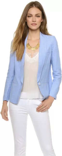 Joie Womens sz 4 ice blue 1 button 100% Linen Blazer Jacket