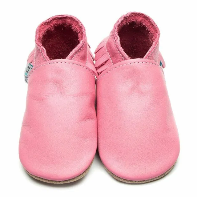 Inch Blue Moccasin Rose Pink Soft Leather Baby Shoes Size 18-24 Months New