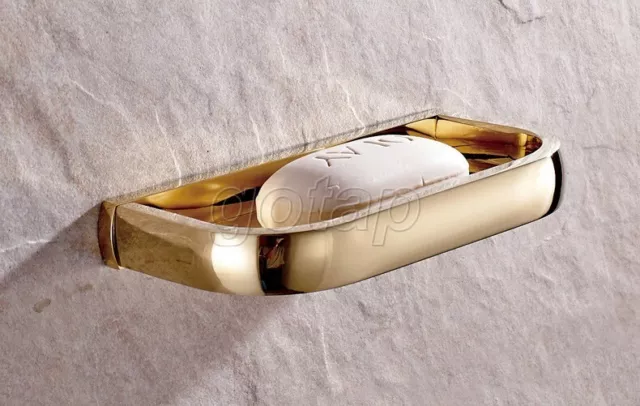 Gold Color Brass Bathroom Shower Soap Basket Wall Mounted Soap Dish Holder