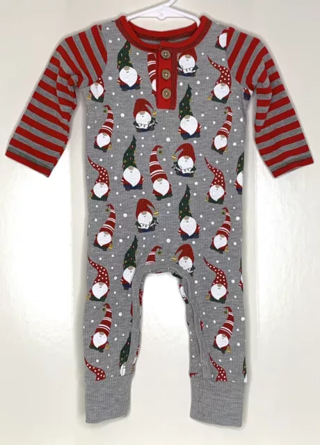 Mud Pie Baby Girl Boy 6-9 months Overalls Romper Christmas Nordic Gnome Print