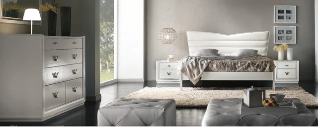 Ensemble Set 4tlg.Schlafzimmer Lit Table de Chevet Commode Groupe Lits Double