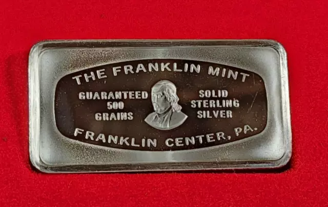 1975 Christmas Franklin Mint 1oz Sterling Silver Ingot Bar (644) 2