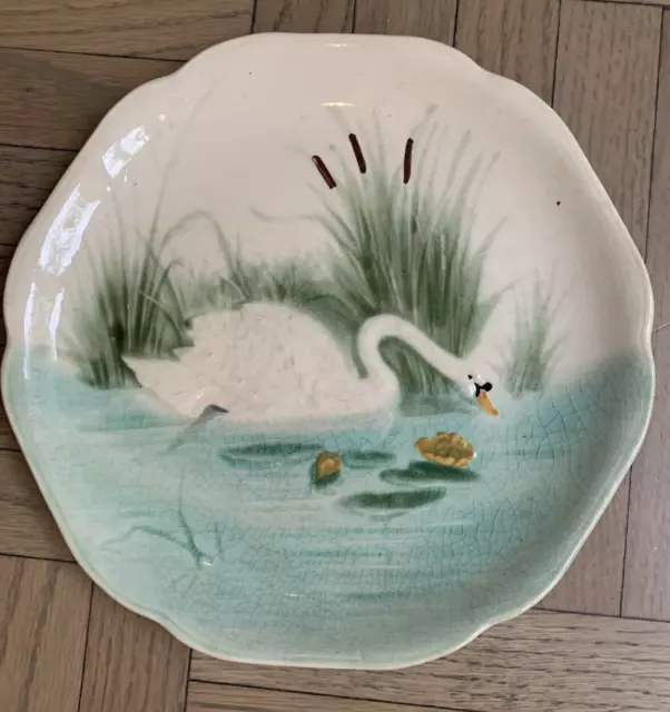 Antique French Majolica Choisy-Le-Roi  SWAN Plate