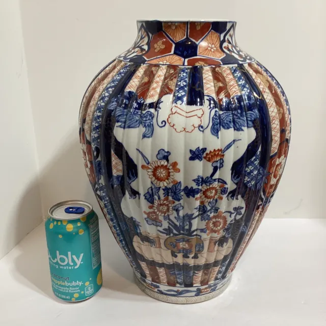 Antique 19th Century Japanese Monumental Imari Porcelain Vase 13 1/2” High