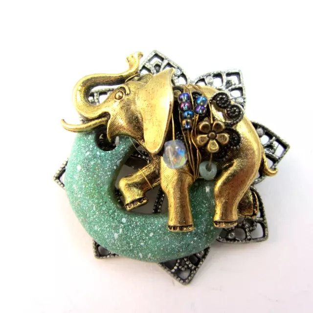 Cara Stimmel Ltd. Beaded Elephant Brooch Pin