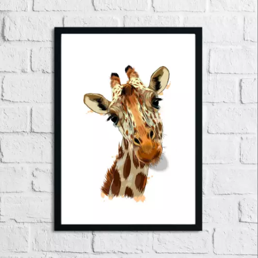 Giraffe Wildtier Blumenmuster Kinderzimmer Wanddekor Druck