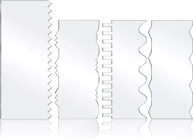 Cake Scraper Clear Acrylic Icing Stripes Smoother Buttercream Decorating 4pc
