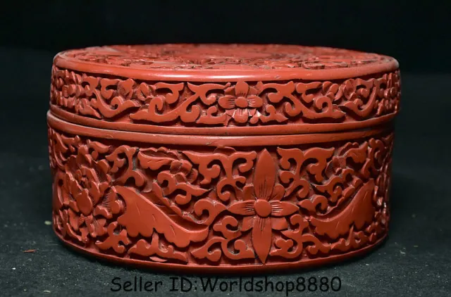 5.6" Marked Old Chinese Red Lacquerware Dynasty Palace Storage Box Jewelry box