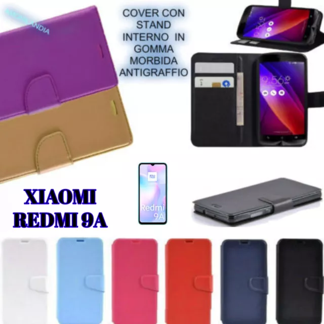 Cover a libro CON TASCHE PORTA CARD in eco pelle PER XIAOMI REDMI 9A (M2006C3MI)