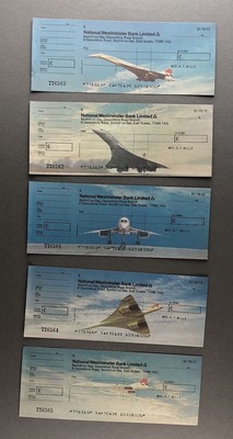 FIVE DIFFERENT BA SUPERSONIC BRITISH AIRWAYS CONCORDE NATWEST BANK CHEQUES 