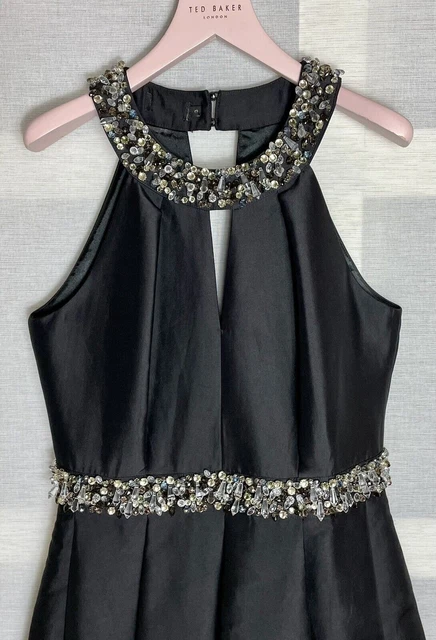Favoloso abito da ballo/prom nero Ted Baker Shelani nuovo con etichette taglia 3 UK 12 £799