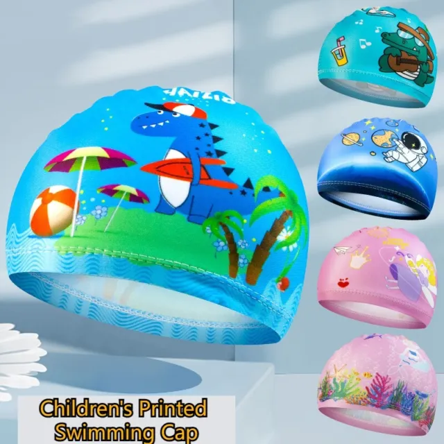 Children Cartoon Printed Swimming Cap Elastic Breathable Kids Bathing Caps Au