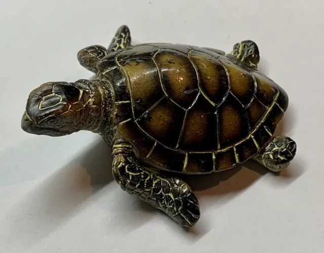 ✨Jolie statuette ancienne tortue - plâtre peint? longueur 8cm✨