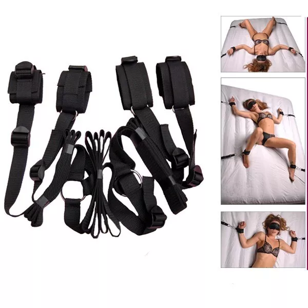 Bondage Set per Legare al Letto con 4 Manette Gioco Erotico di Coppia Sadomaso