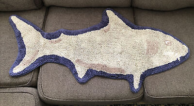 Pottery Barn Kids Estera de Ducha Baño Dormitorio submarina tiburón alfombra azul gris repararlo